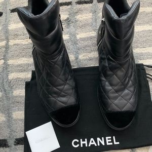 CHANEL, Shoes, Chanel Quilted Booties With Velvet Toe